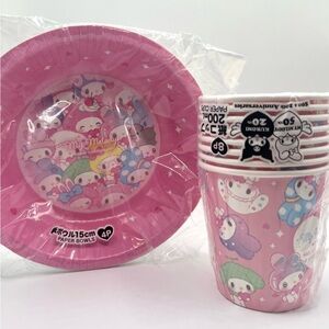 Sanrio My Melody 50th Anniversary Paper Bowls and Cups Set